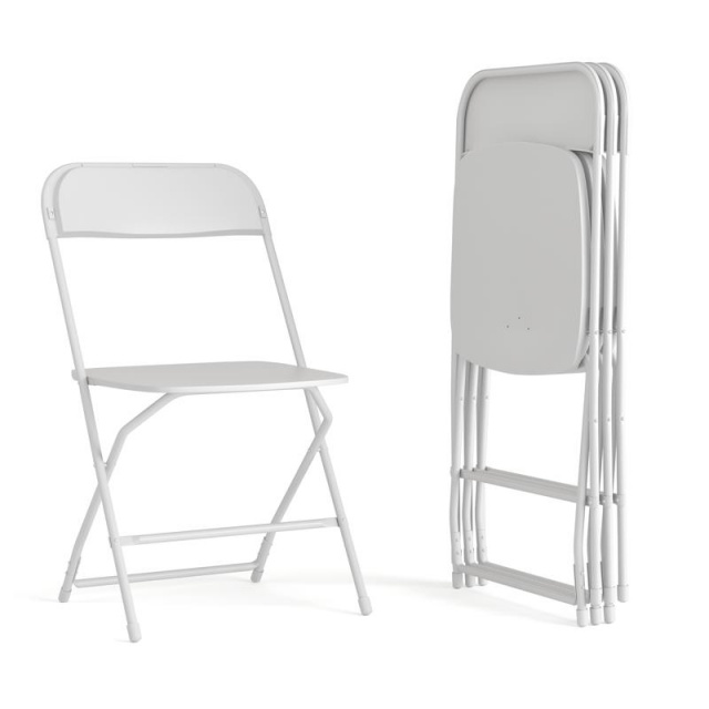 FF Big and Tall Commercial Folding Chair Extra Wide 650LB White 4 Pack