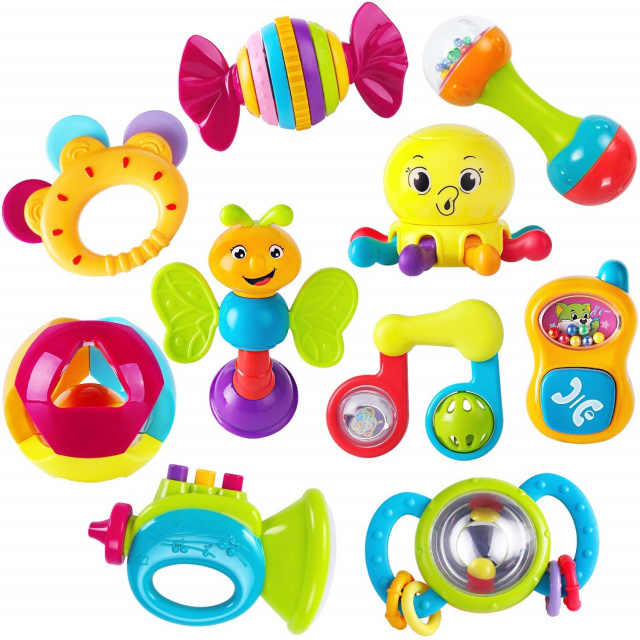 6pcs a Pack Baby Shaking Bells Rattles Set Early Development Toys 0-12 Months 