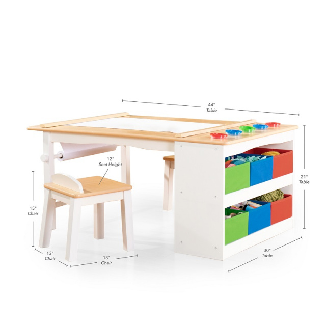 Guidecraft Art Activity Cart - Rolling Wooden Storage Cabinet and Shelves;  Arts and Crafts Supply; Classroom Furniture