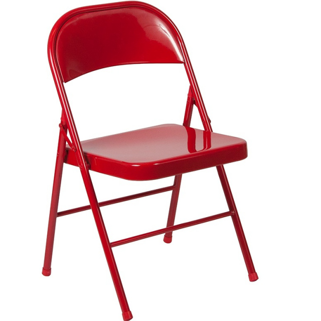 Double Braced Metal Folding Chairs Red 