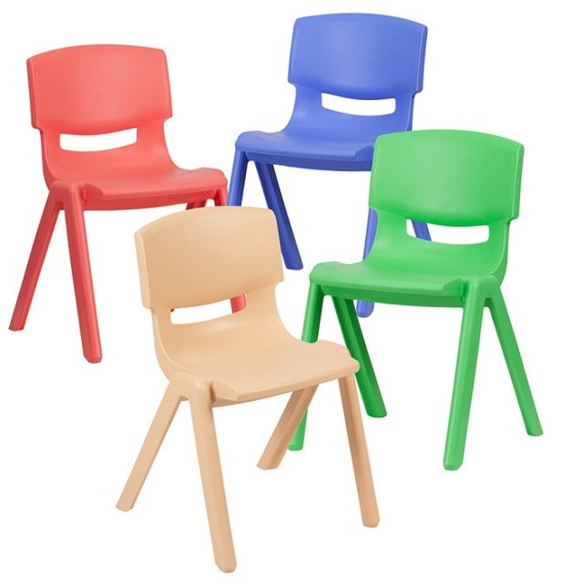 FF Plastic Stackable School Chair 13.25 4 Pack Assorted