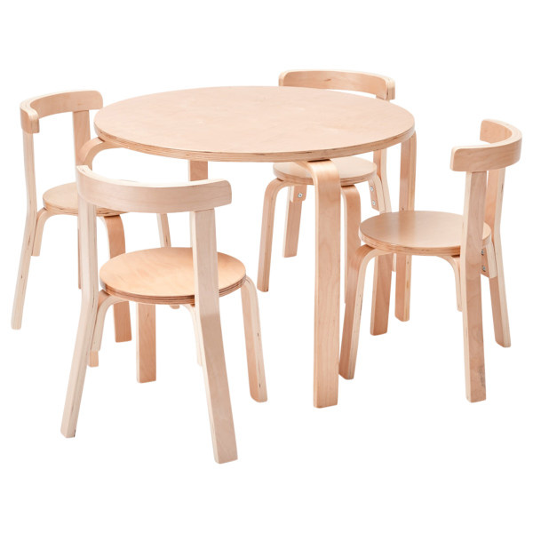 Elr 15821 Nt Bentwood Table Chair Set Natural