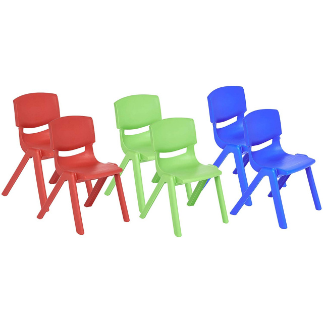 12 School Stack Resin Chair 6 Pack Assorted