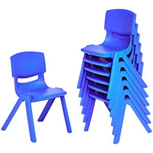 12 School Stack Resin Chair 6 Pack Blue