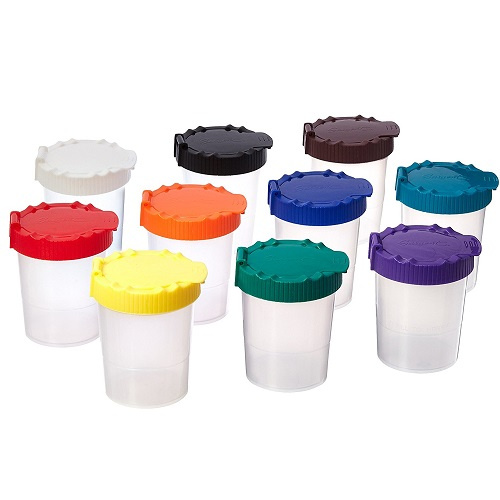 SAR221610 Sargent Art 22-1610 No-Spill Paint Cups with Flip Open Lids, Set  of 10
