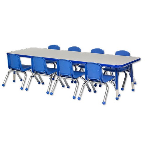 kids 24" x 72" Rectangular Table & Eight 10" Chairs