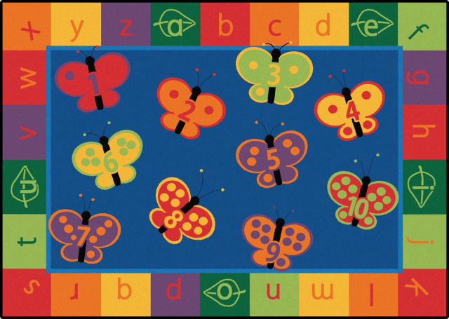 Carpets For Kids Kid Clroom Rugs Ck 3515 123 Abc Erfly Fun Rug 6 X 9