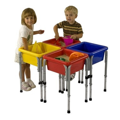 ELR-0799 4 Station Square Sand & Water Play Table with Lids