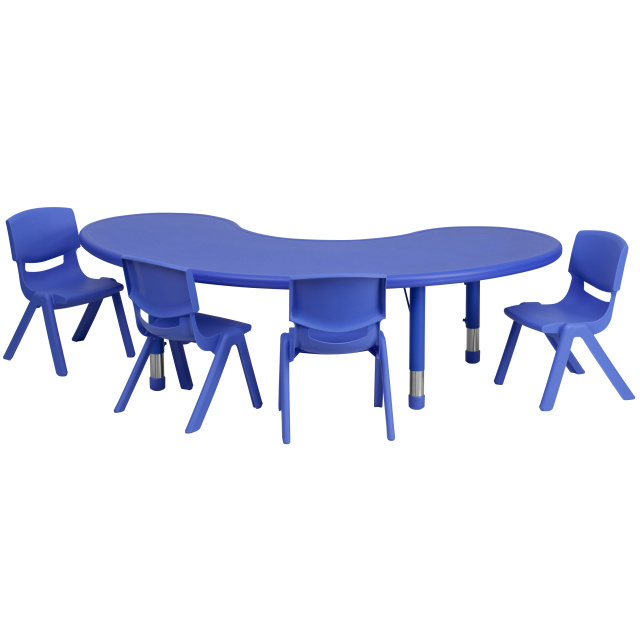FF Half-moon 65" Table & 4 Chair 10.5" Blue