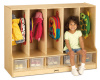 66850JC Toddler 5 Section Coat Locker w/ Step - 5 Clear Trays