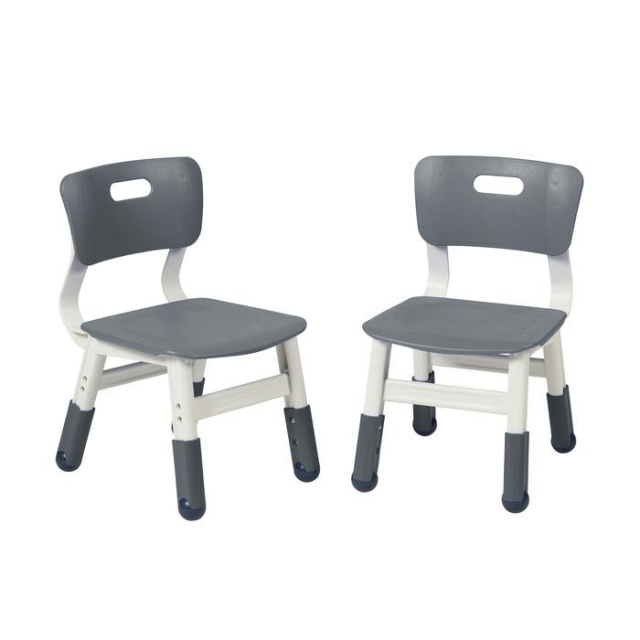 ELR-14441-GY Resin Adjustable Classroom Chairs 2 Pack Gray