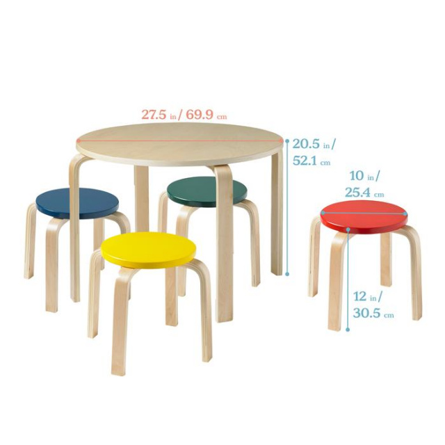 ELR-22201-AS Bentwood Stool and Table - Assorted
