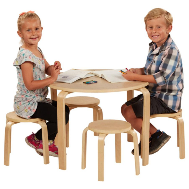 ELR-22201F-NT Bentwood Stool and Table Set