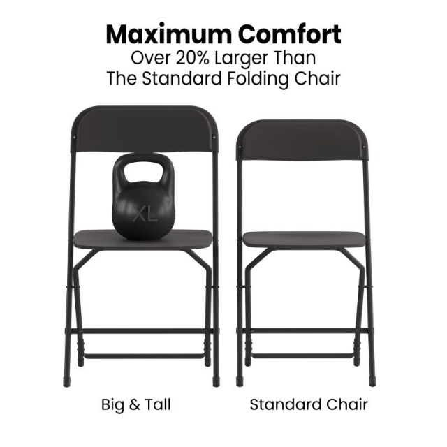 Big and Tall Commercial Folding Chair - Extra Wide 650LB 4 pack black