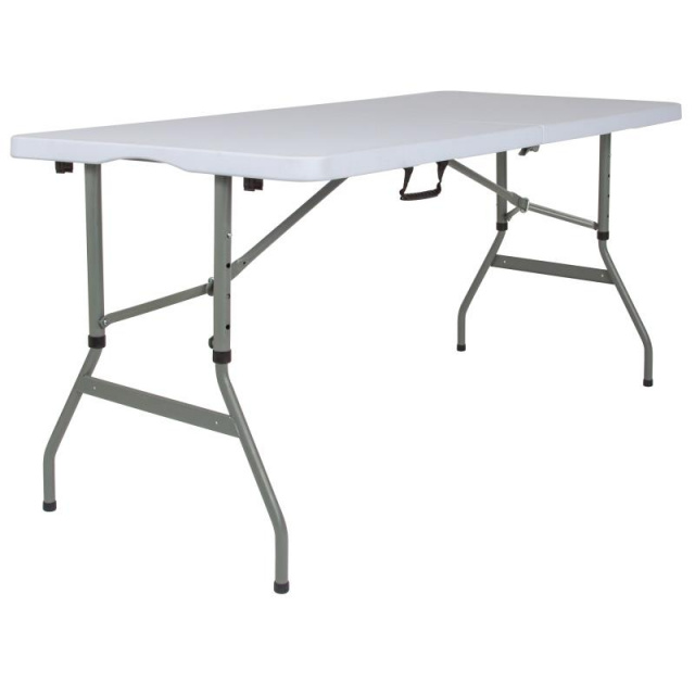Kathryn 5-Foot Height Adjustable Bi-Fold Granite White Plastic Banquet Event Folding Table 
