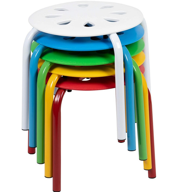 Classroom Stack Stools 12" Assorted - 5 Pack
