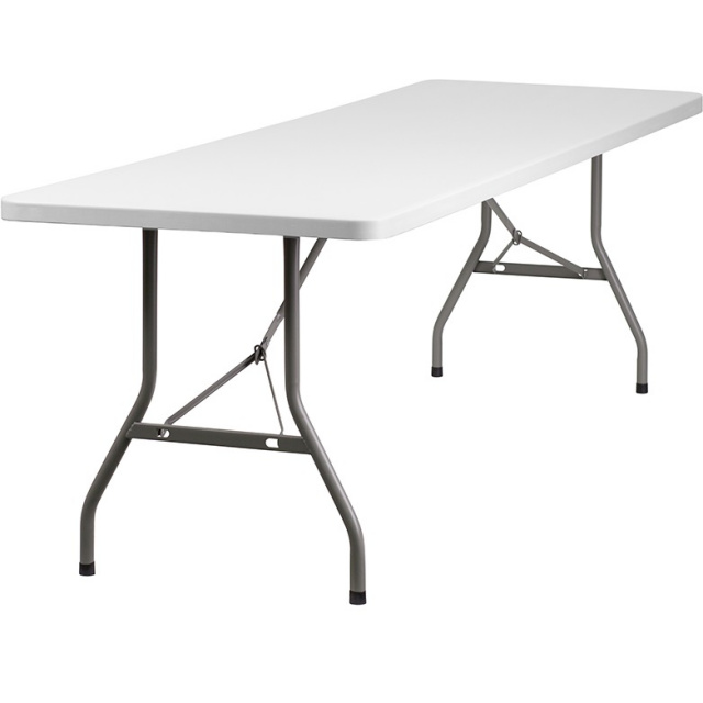 Plastic Folding Table Granite White 8 Foot 