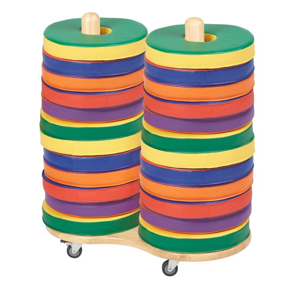12282-AS SoftScape Two Tone Donut Cushions with Mobile Storage Rack 24 Piece Assorted