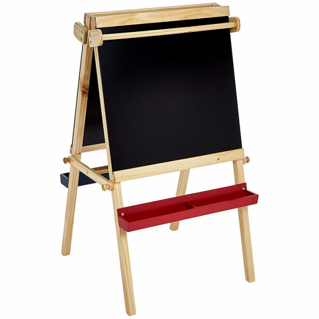 Basic Kids Standing Art Easel, Dry-Erase Board, Chalkboard