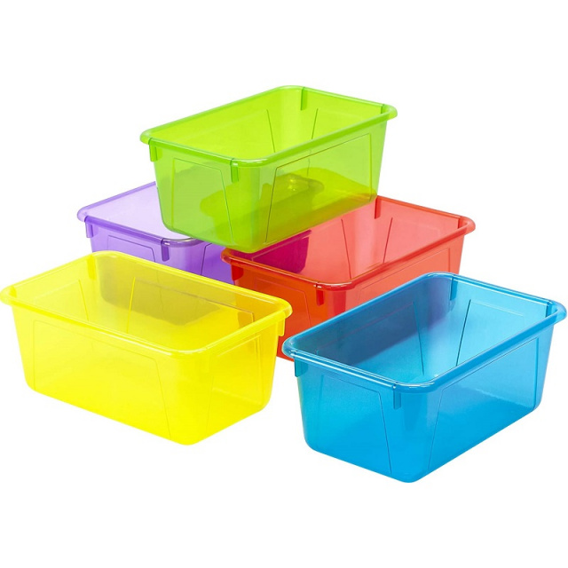 Plastic Cubby Bins Assorted Translucent 5 Pack 
