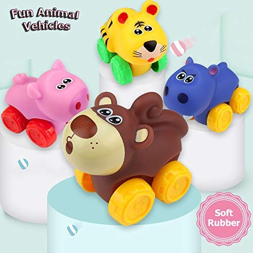Soft Animal Vehicles Push and Go Toys - 12 Pack