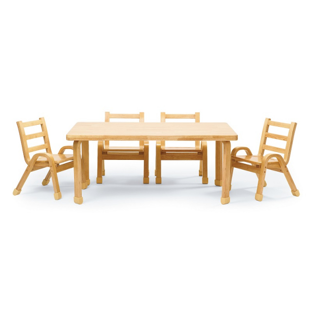 AB78102011 NaturalWood Preschool Rectangle Table & 4 Chair Set