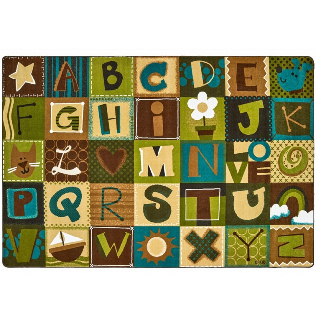 CK-11724 Toddler Alphabet Blocks Rug - Nature 4'x6'