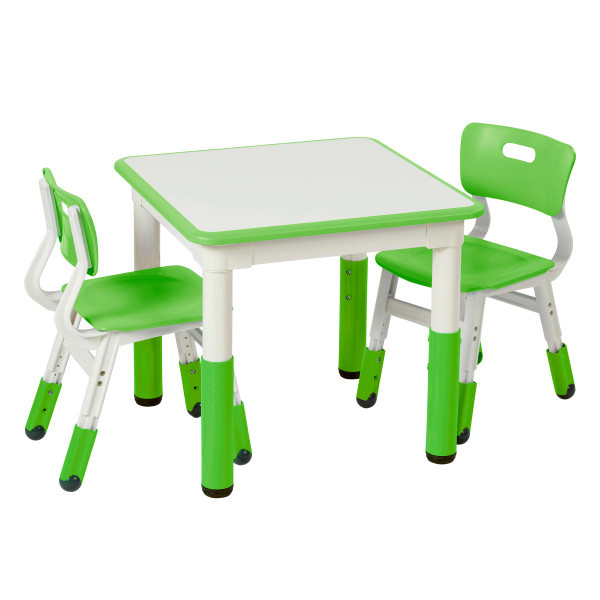 Dry-Erase Square Activity Table with 2 Chairs, green elr-14439-GG