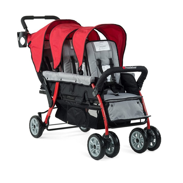 4130079 Trio Sport Triple Tandem Stroller RED  3 Passenger