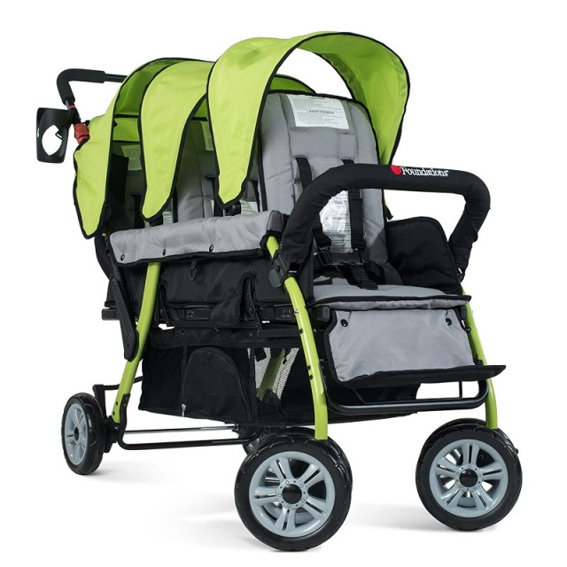 4130299 Trio Sport Triple Tandem Stroller - Lime - 3 Passenger