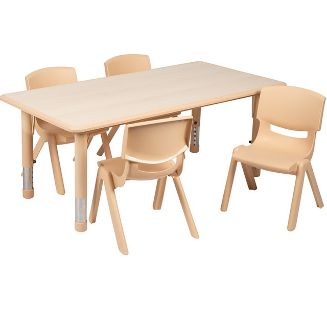 24 x 48 Resin Table w/ 4 Chairs 10.5" Natural grain