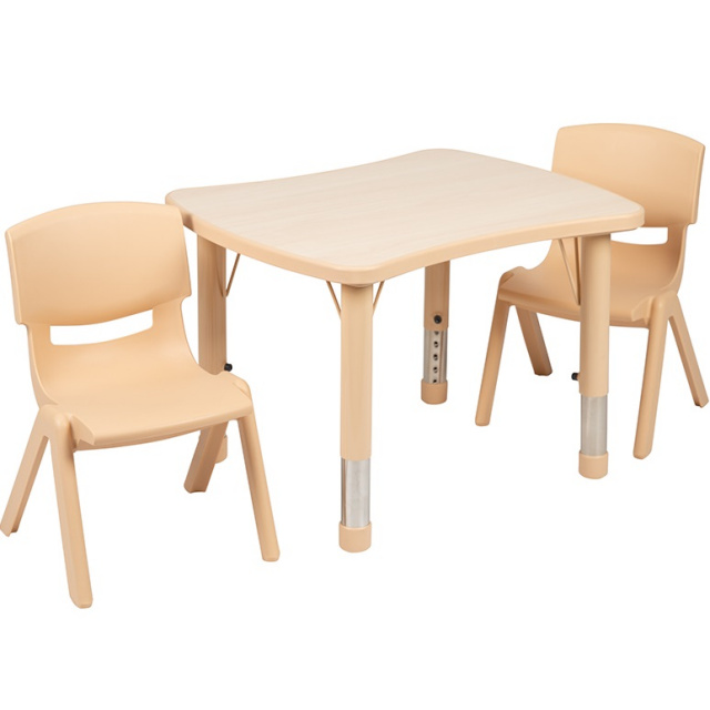 Kids Table and Chair Set with 10.5" High Seats tan