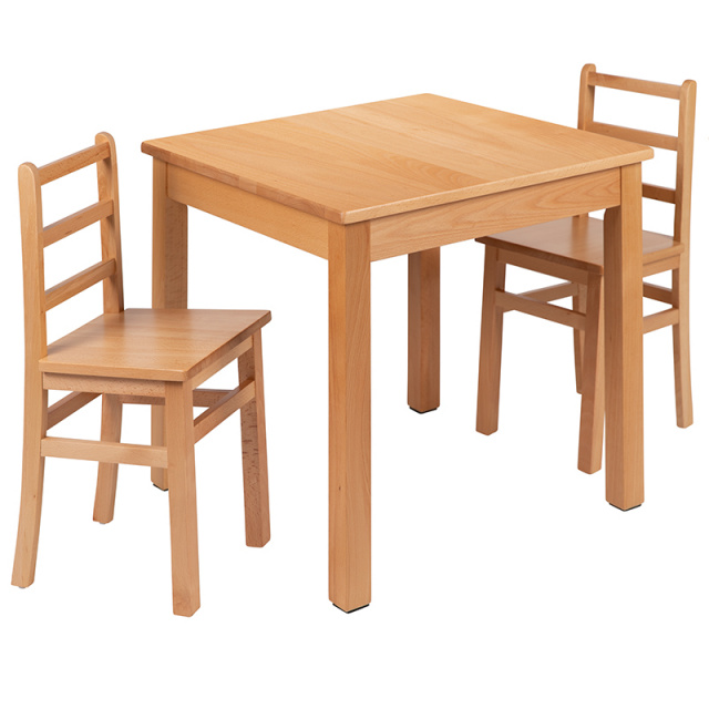 Kids Natural Solid Wood Table and 2 Chair Set XU-TC1001-K-GG