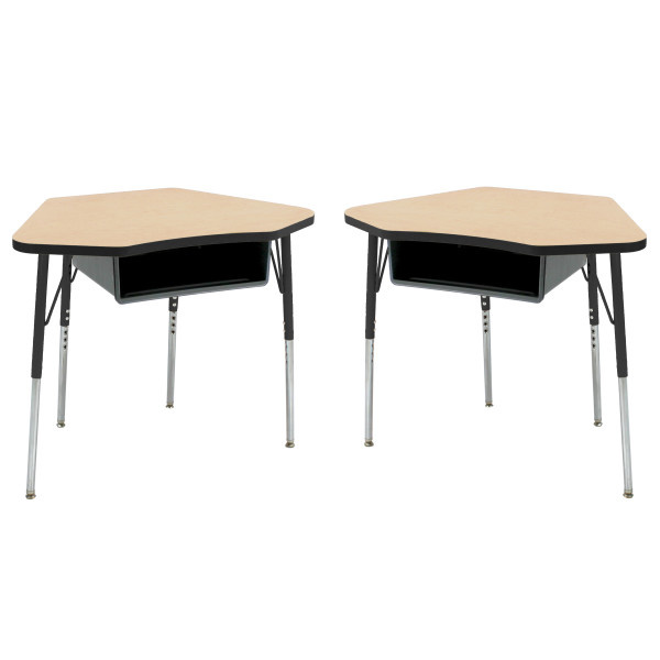 12758-MPBK 24 x 36 in Petal Book Box Adjustable Desk with Standard Swivel Glide Legs, 2-Pack - Maple/Black