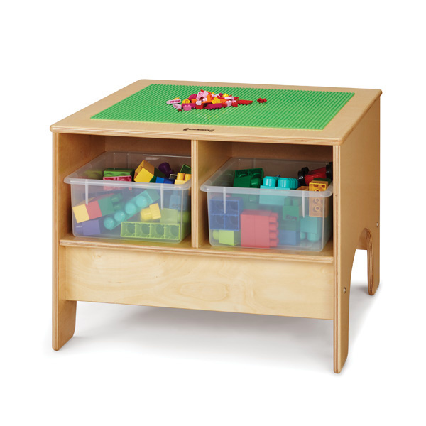 Round Lego Table with storage brick container and 4 chairs - KinderSpell ®