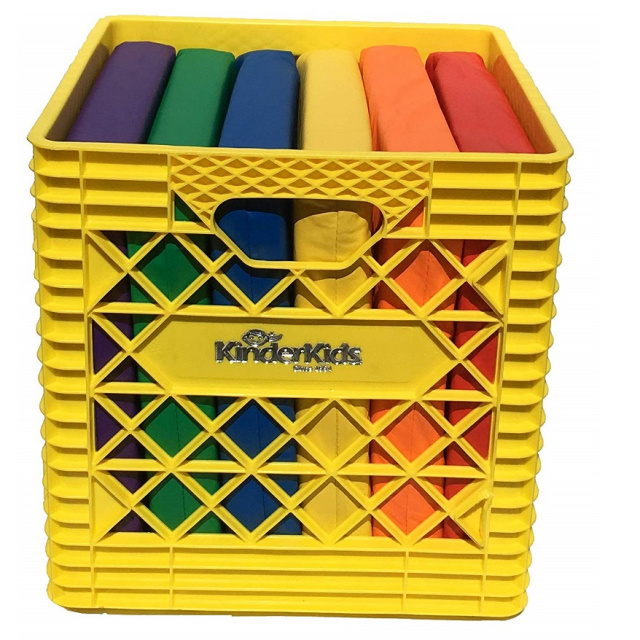 KinderCrate 6-Pack of 13.5 inch Kinder Cushions and Sturdy Storage Container