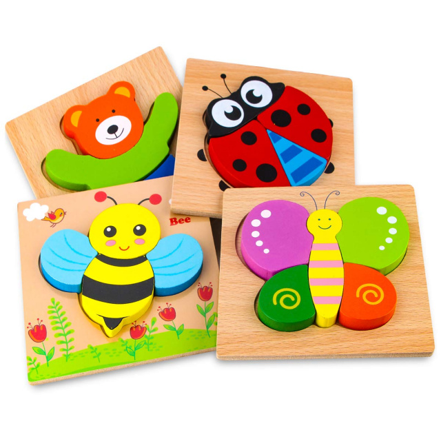 Wooden Jigsaw Puzzles for Toddlers - Animals & Insects