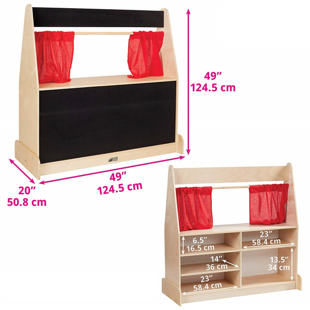 Activity Birch Hardwood Play Puppet Theater Flannel ELR-0693