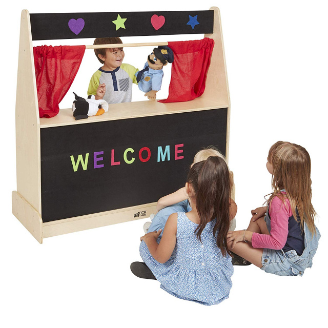 Activity Birch Hardwood Play Puppet Theater with Flannel ELR-0693