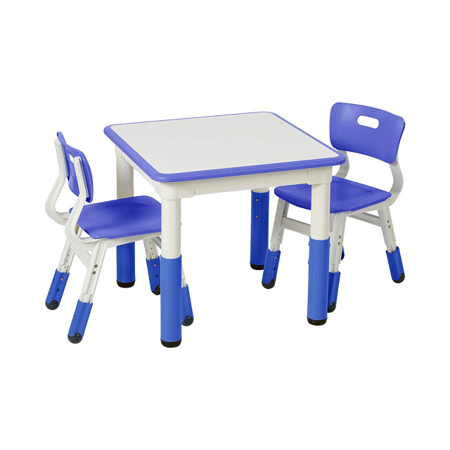 ELR-14439-BL Square Resin Dry Erase Activity Table & 2 Chairs - Blue
