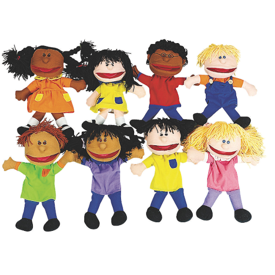 Happy Kids Plush Hand Puppets Ethnic - Set of 8