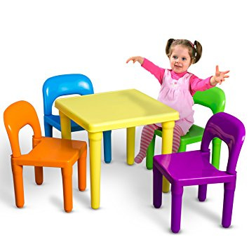 Kids Plastic 1 square table and 4 chairs TC911