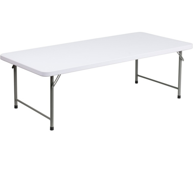 30''W X 60''L X 19''H KID'S GRANITE WHITE PLASTIC FOLDING TABLE