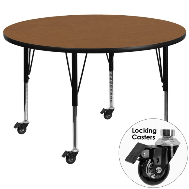 FF 42" Round Mobile Activity Table - Oak