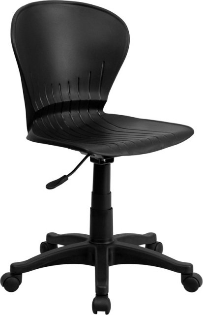 FF Teachers Low Back Plastic Swivel Task Chair - Black