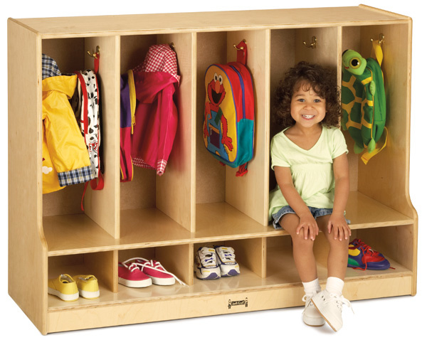Jonti-Craft Toddler 5 Section Coat Locker with Step 
