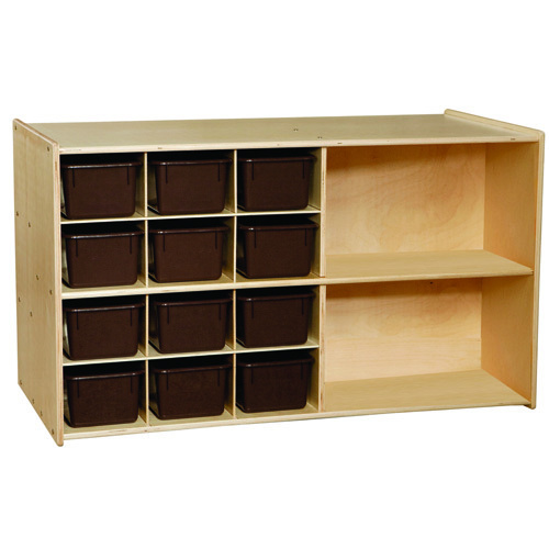 C16602 Double Mobile Storage 12 Brown Trays RTA