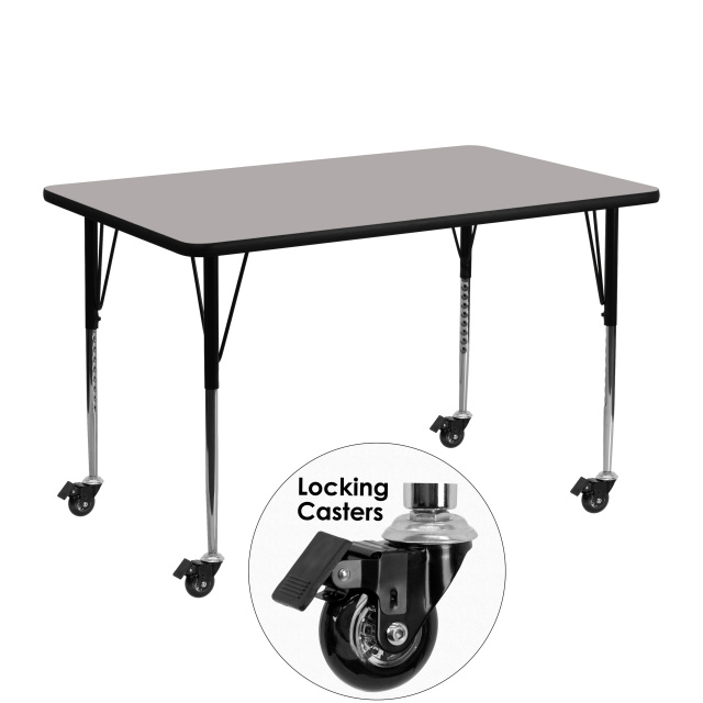 FF GRAY MOBILE 24''W X 60''L RECTANGULAR ACTIVITY TABLE 