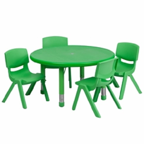 FF Round 33" Activity Table & 4 Chair 10.5" Green