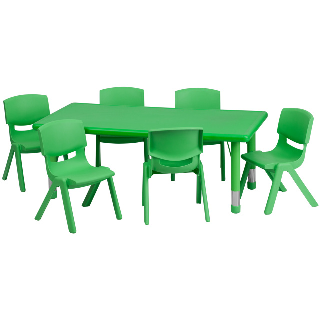 FF 24 x 48 Resin Table w 6 Chairs 10.5" Green